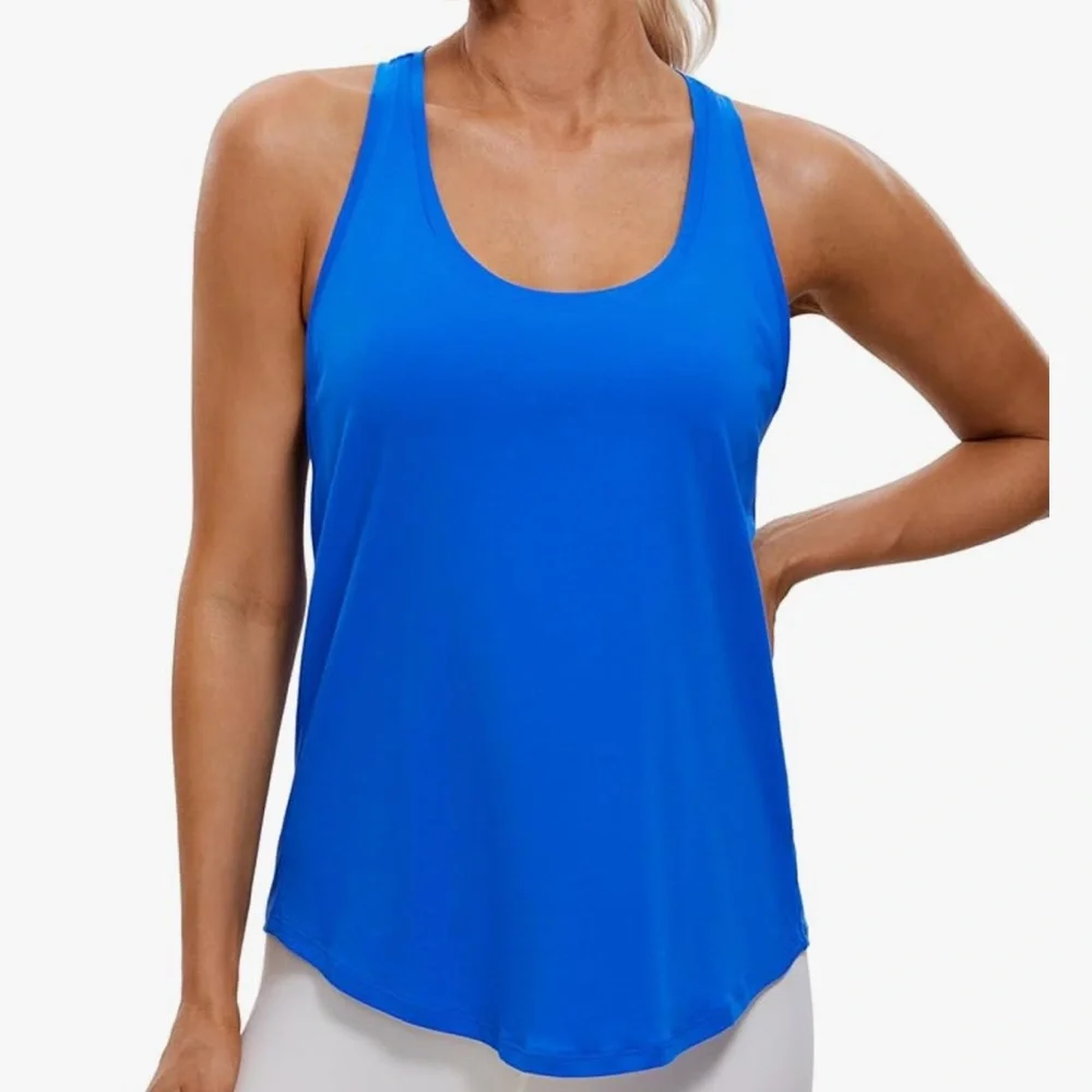 New with tags CRZ YOGA Womens Pima Cotton Racerback Workout tank top - Picture 1 of 4